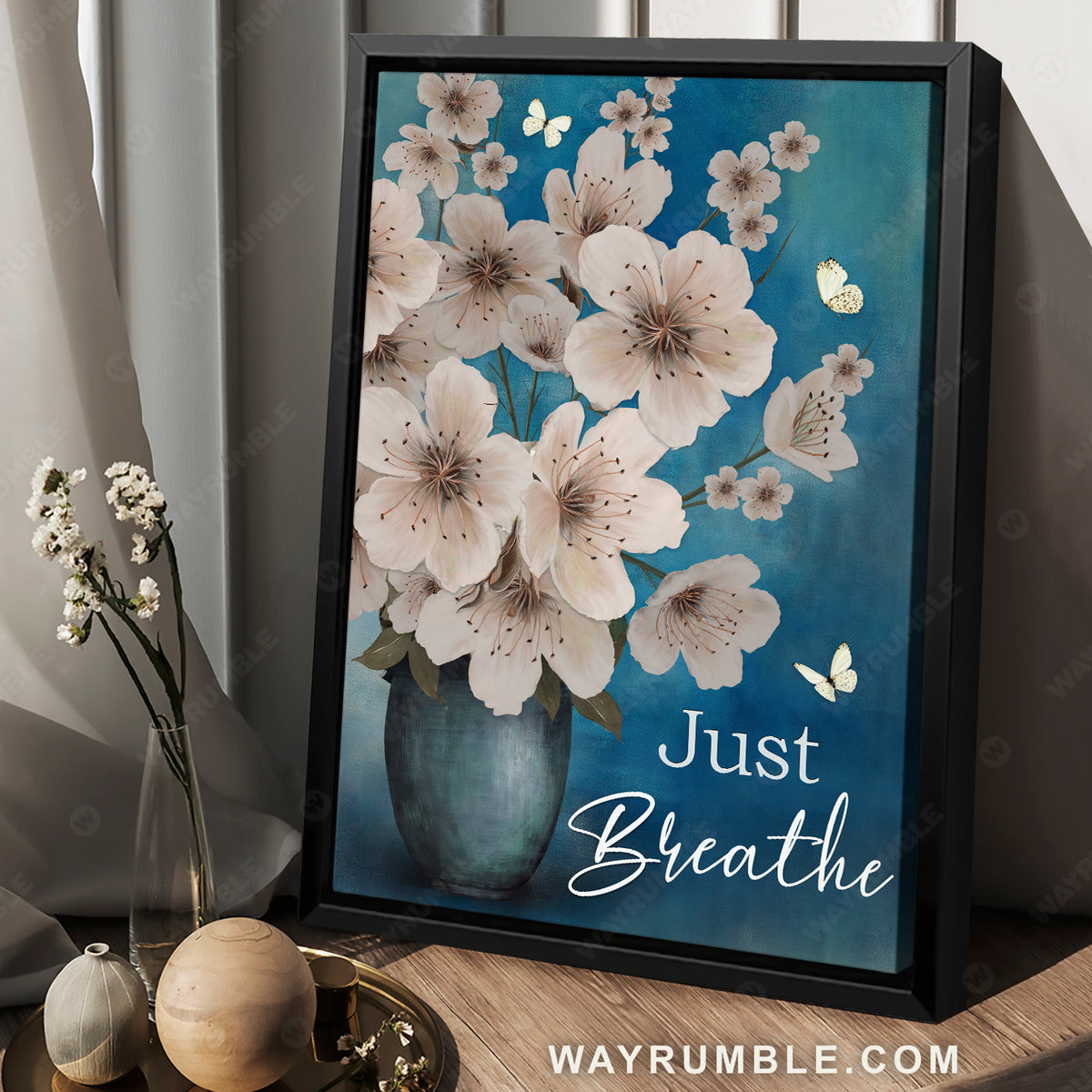 Lovely mock orange, White butterfly, Blooming flowers, Just breathe - Jesus Portrait Canvas Prints, Christian Wall Art