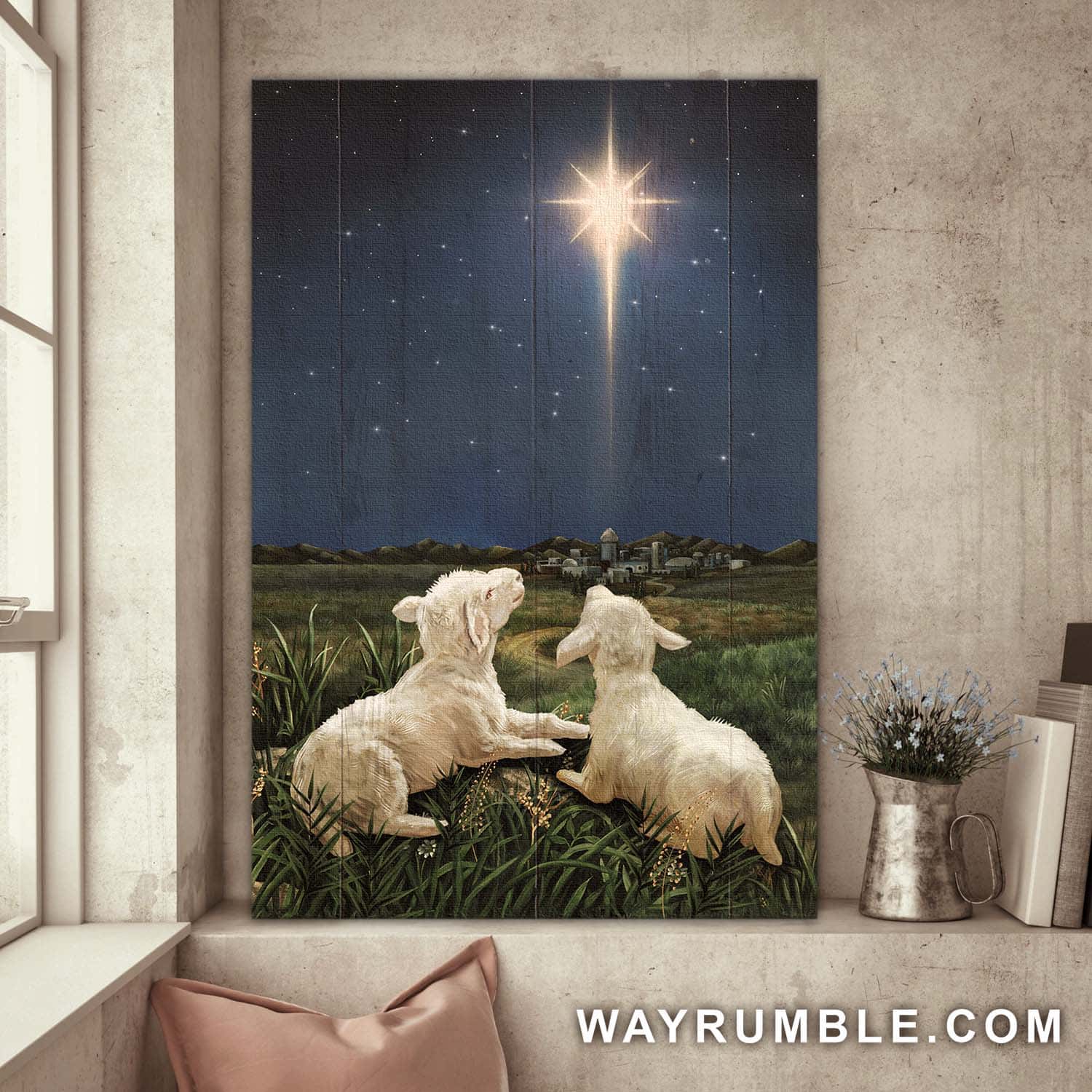 Jesus, Lamb of God, Star of Bethlehem - Lambs look at the light Portrait Canvas Prints, Wall Art