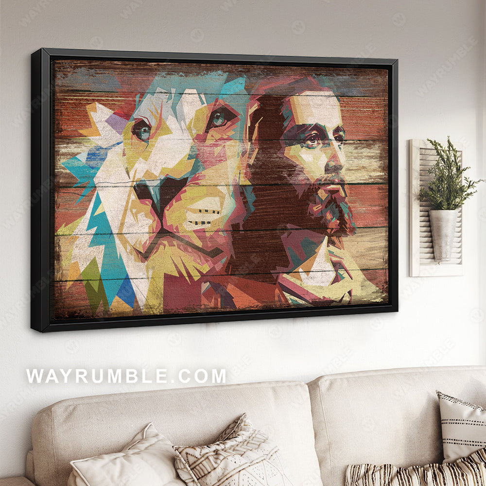 Awesome Lion of Judah, Jesus painting, Abstract art, Watercolor painting - Jesus Landscape Canvas Prints, Christian Wall Art
