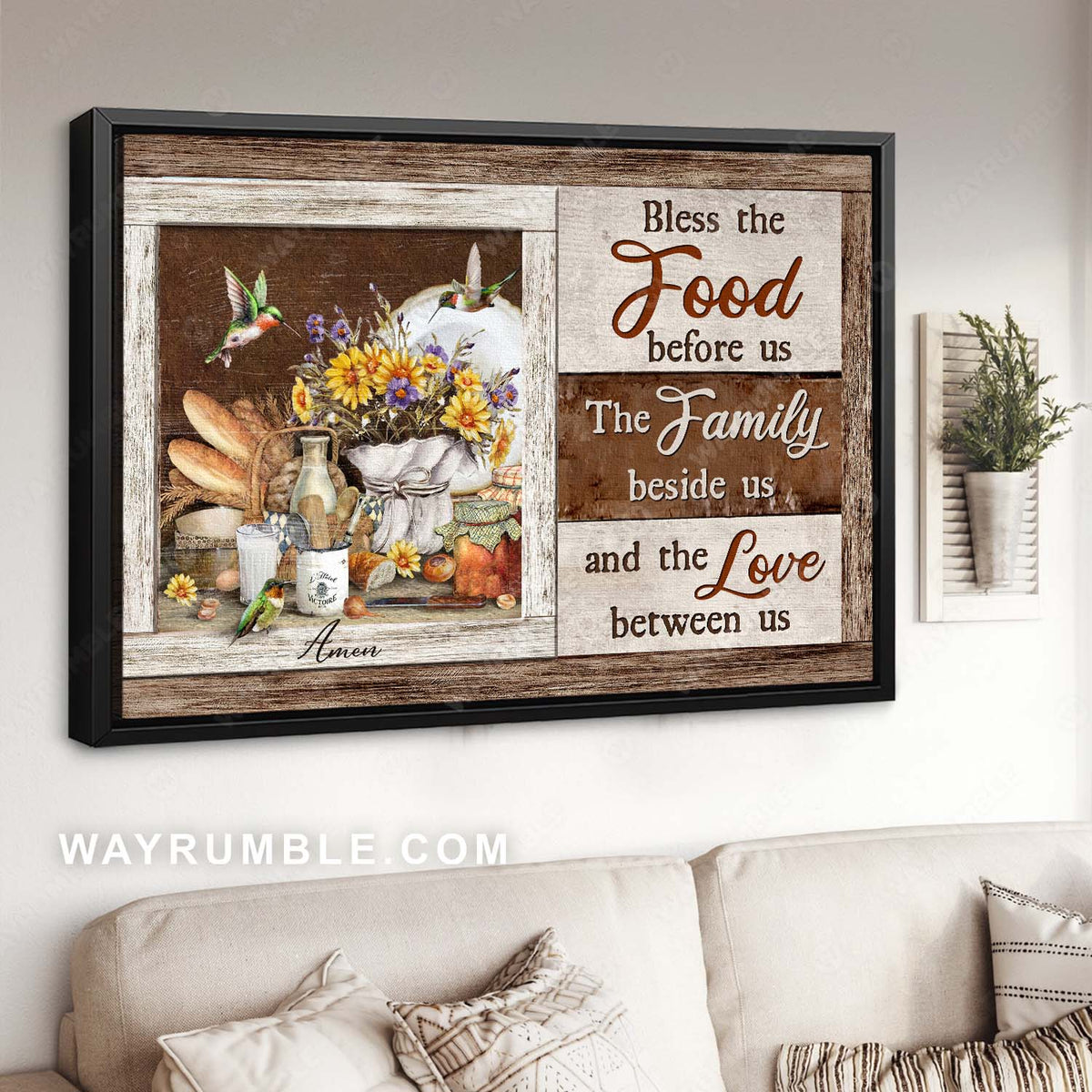 Food drawing, Hummingbird painting, Kitchen pantry, Bless the food before us - Jesus Landscape Canvas Prints, Home Decor Wall Art