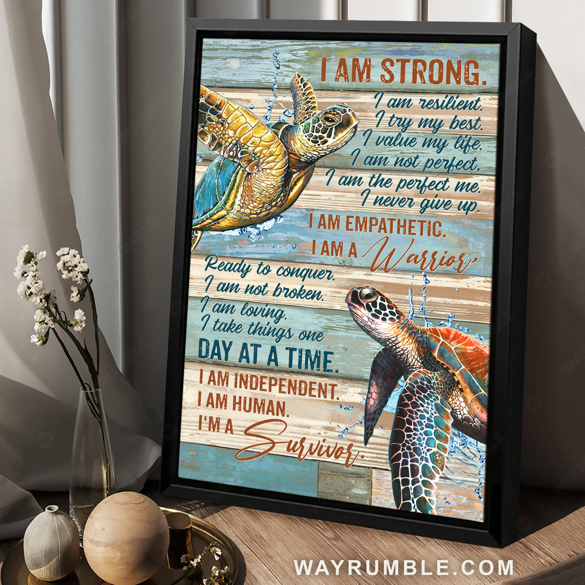 Awesome sea turtle, Great sea animal, Wonderful ocean, I am strong, I am a survivor - Jesus Portrait Canvas Prints, Christian Wall Art