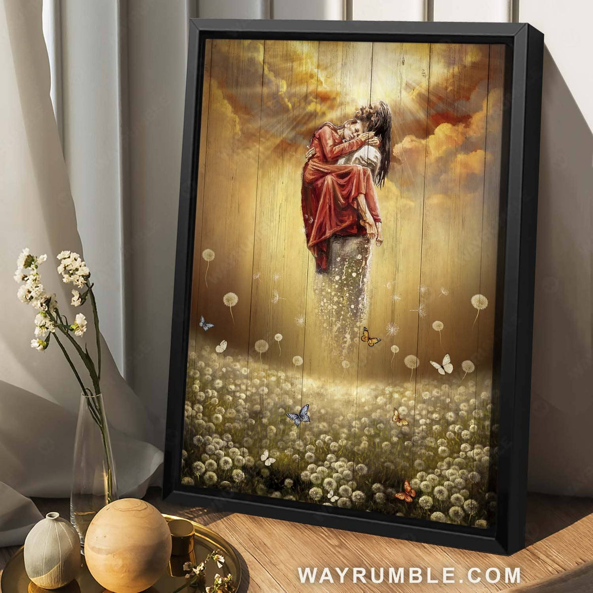 Dandelion field, Watercolor butterfly, Heaven painting, Into beautiful heaven - Jesus Portrait Canvas Prints, Christian Christian Wall Art