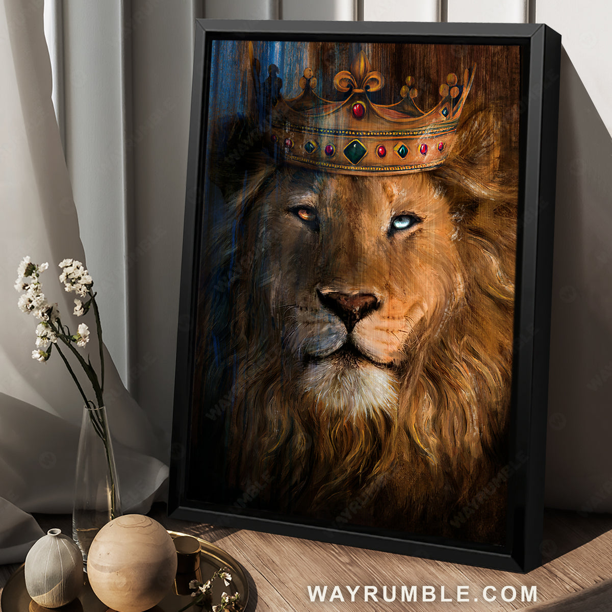 Abstract lion head, Lion of Judah, Gorgeous crown, Religious art, Jesus is King - Jesus Portrait Canvas Prints, Christian Wall Art