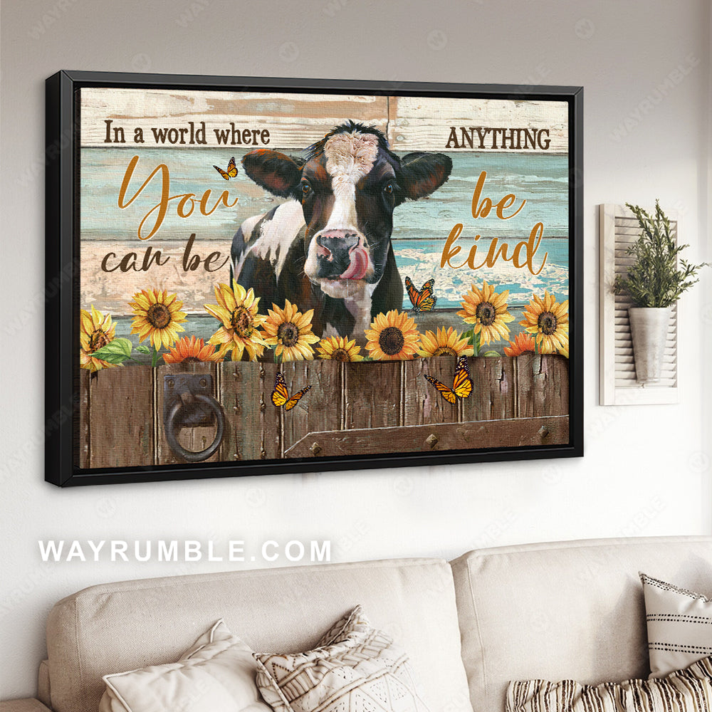 Lovely dairy cow, Sunflower painting, Stunning monarch butterfly, Be kind - Jesus Landscape Canvas Prints, Christian Wall Art