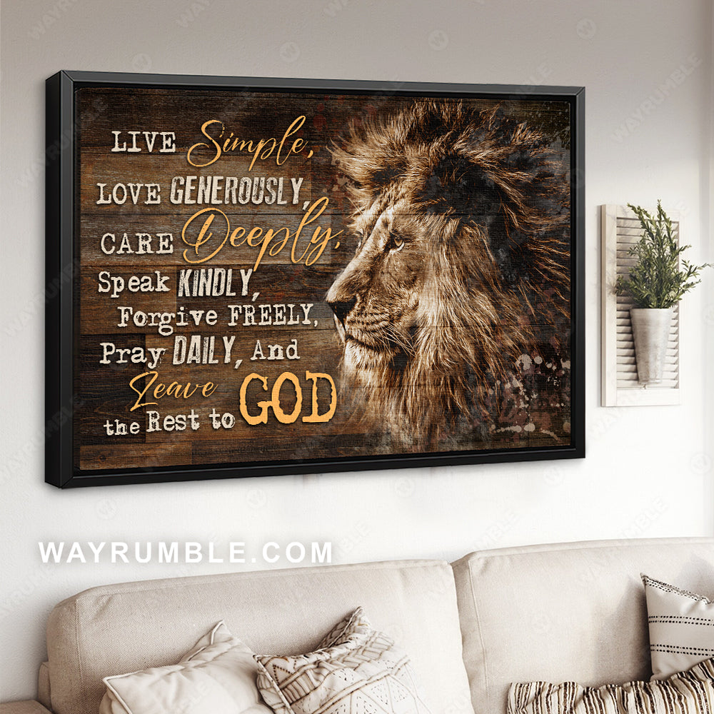 Awesome lion head, Lion of Judah, Inspirational quote, Leave the rest to God - Jesus Landscape Canvas Prints, Christian Wall Art