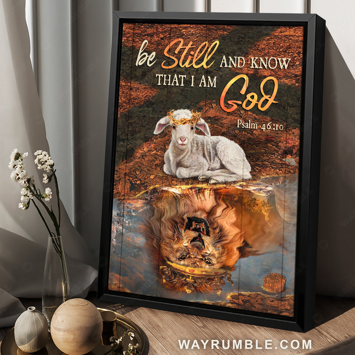 Lamb of God, Lion of Judah, Abstract painting, Be still and know that I am God - Jesus Portrait Canvas Prints, Christian Wall Art