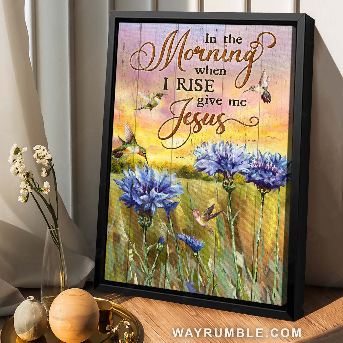 Hummingbird drawing, Purple flower, Beautiful morning, In the morning when I rise - Jesus Portrait Canvas Prints, Home Decor Wall Art
