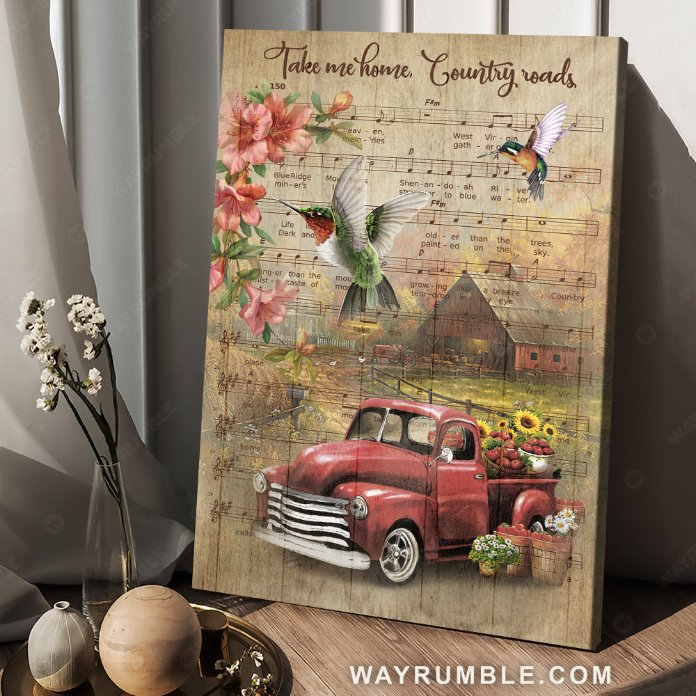 Hummingbird painting, Red truck, Rustic farm, Take me home, Country roads - Jesus Portrait Canvas Prints, Home Decor Wall Art
