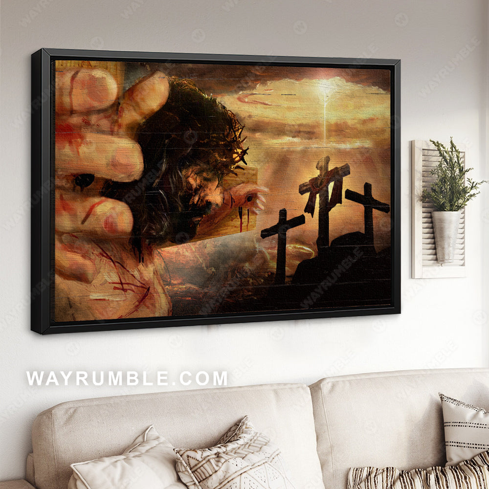 Crucifixion of Jesus, Jesus painting, Three crosses, Jesus on the cross - Jesus Landscape Canvas Prints, Christian Wall Art