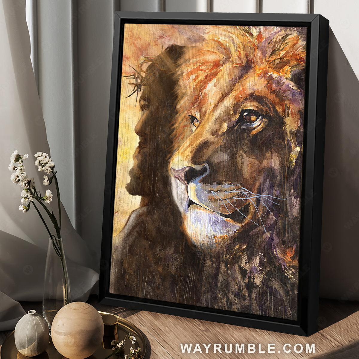 Abstract art, Jesus painting, Watercolor lion head, Lion of Judah