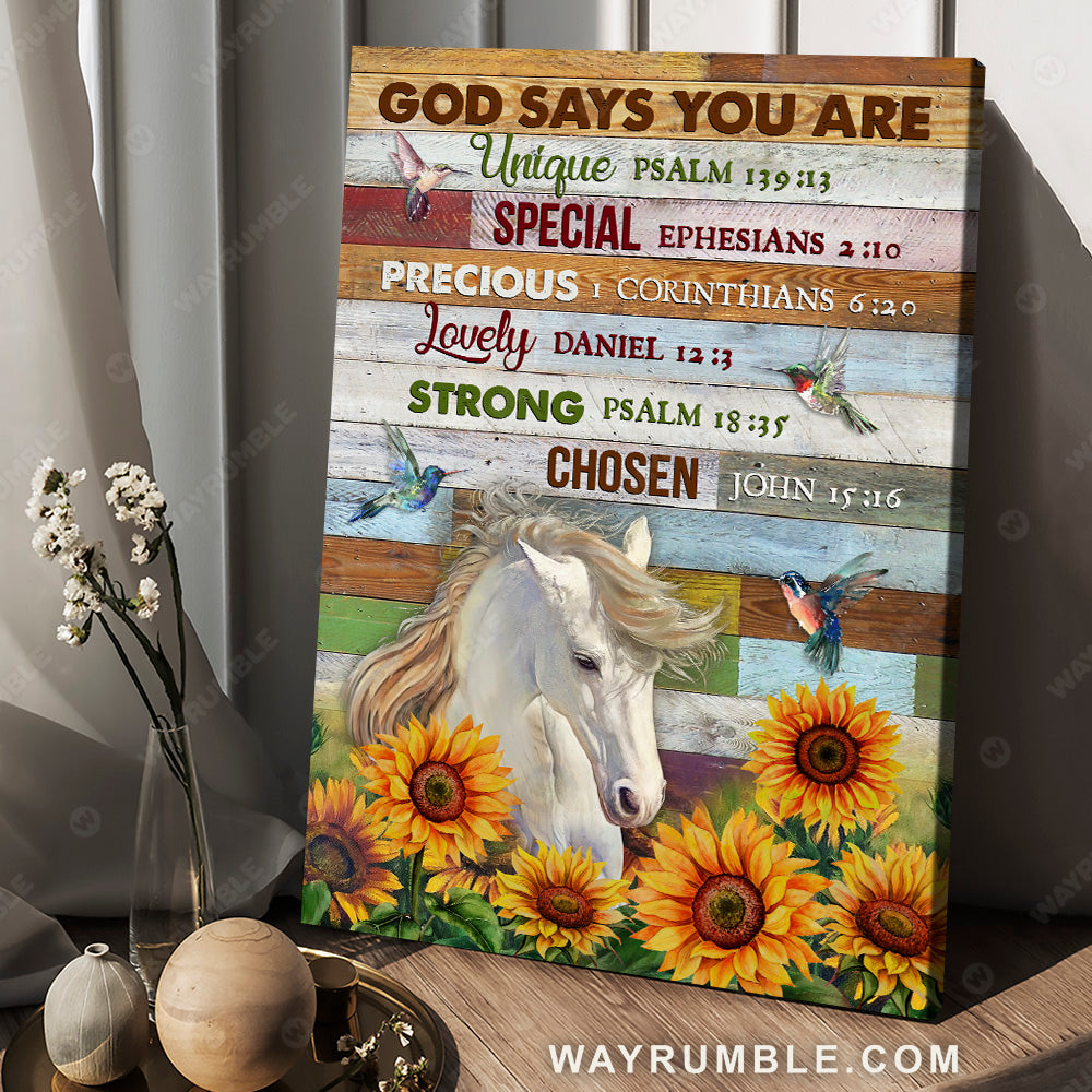 Wild horse, Hummingbird, Bibles verses, God says you are - Jesus Portrait Canvas Prints, Christian Wall Art