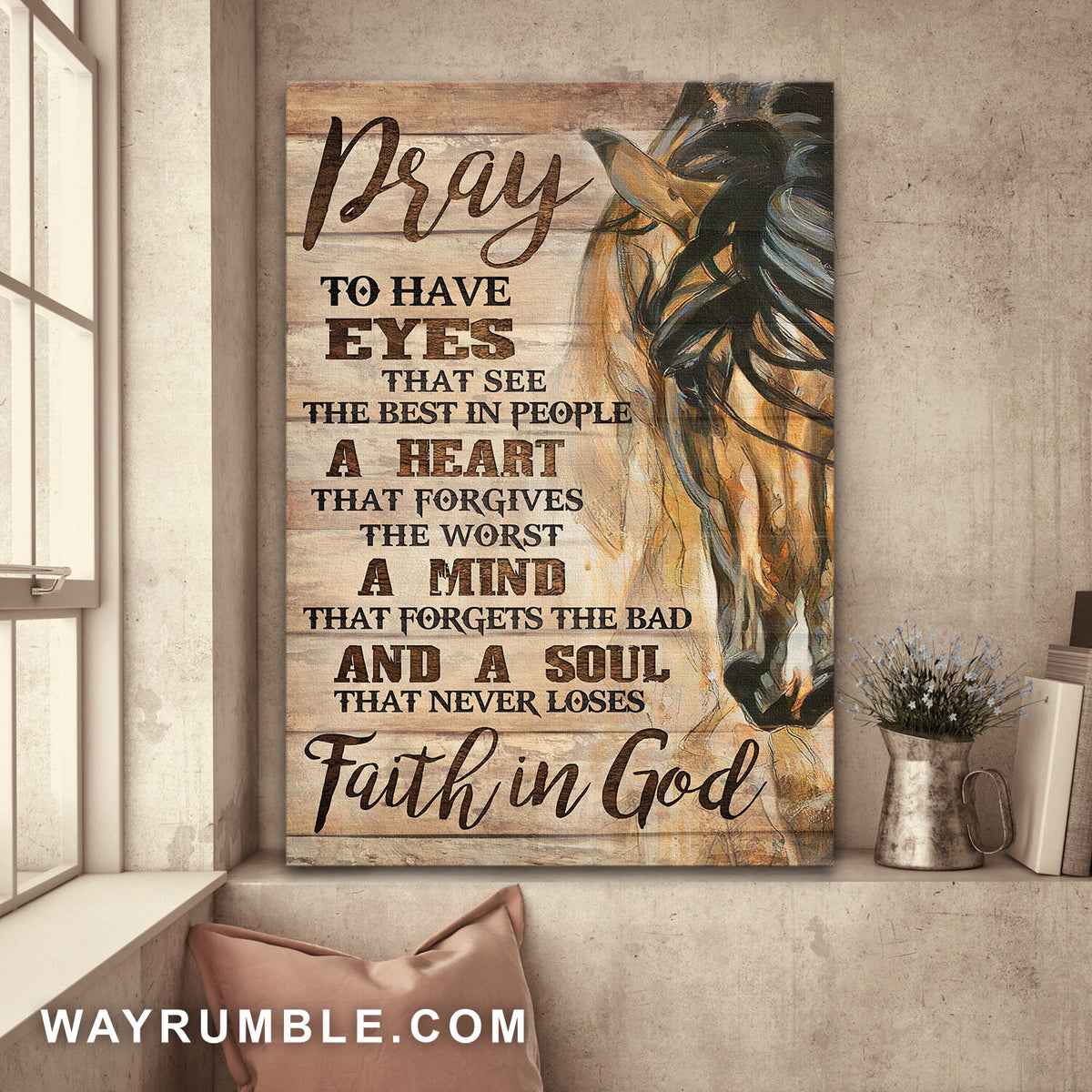Stunning horse, Just in faith - Jesus Portrait Canvas Prints, Wall Art