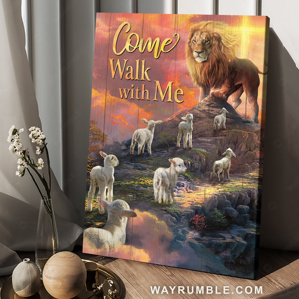 Lion of Judah, Lamb of God, Journey to heaven, Come walk with me - Jesus Portrait Canvas Prints, Christian Wall Art