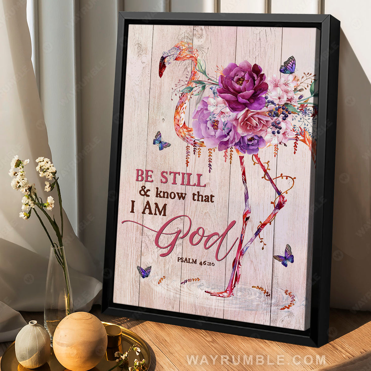 Flower flamingo, Colorful butterfly, Be still and know that I am God - Jesus Portrait Canvas Prints, Christian Wall Art