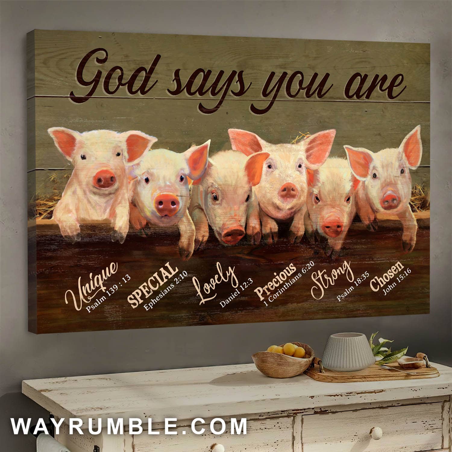 Lovely pigs, God says you are - Jesus Landscape Canvas Prints, Wall Art