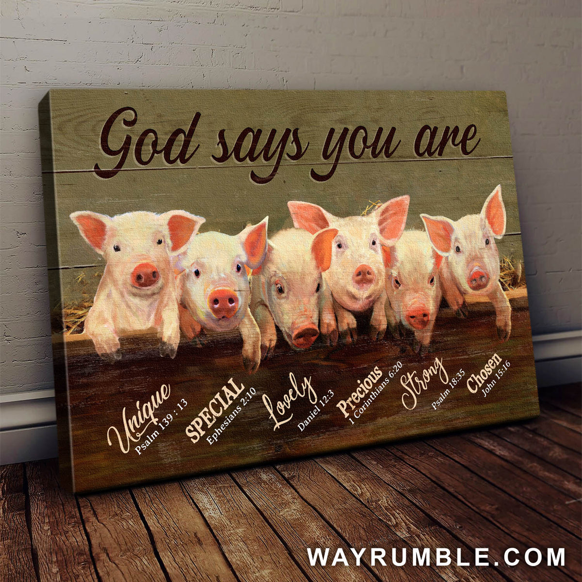Jesus - Lovely pigs - God says you are - Landscape Canvas Prints, Wall Art