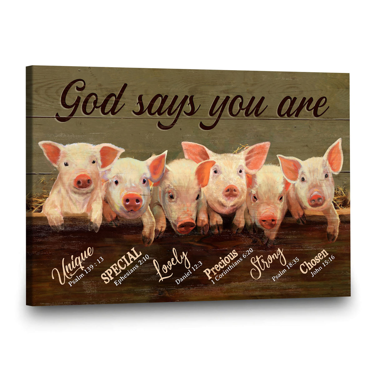 Jesus - Lovely pigs - God says you are - Landscape Canvas Prints, Wall Art