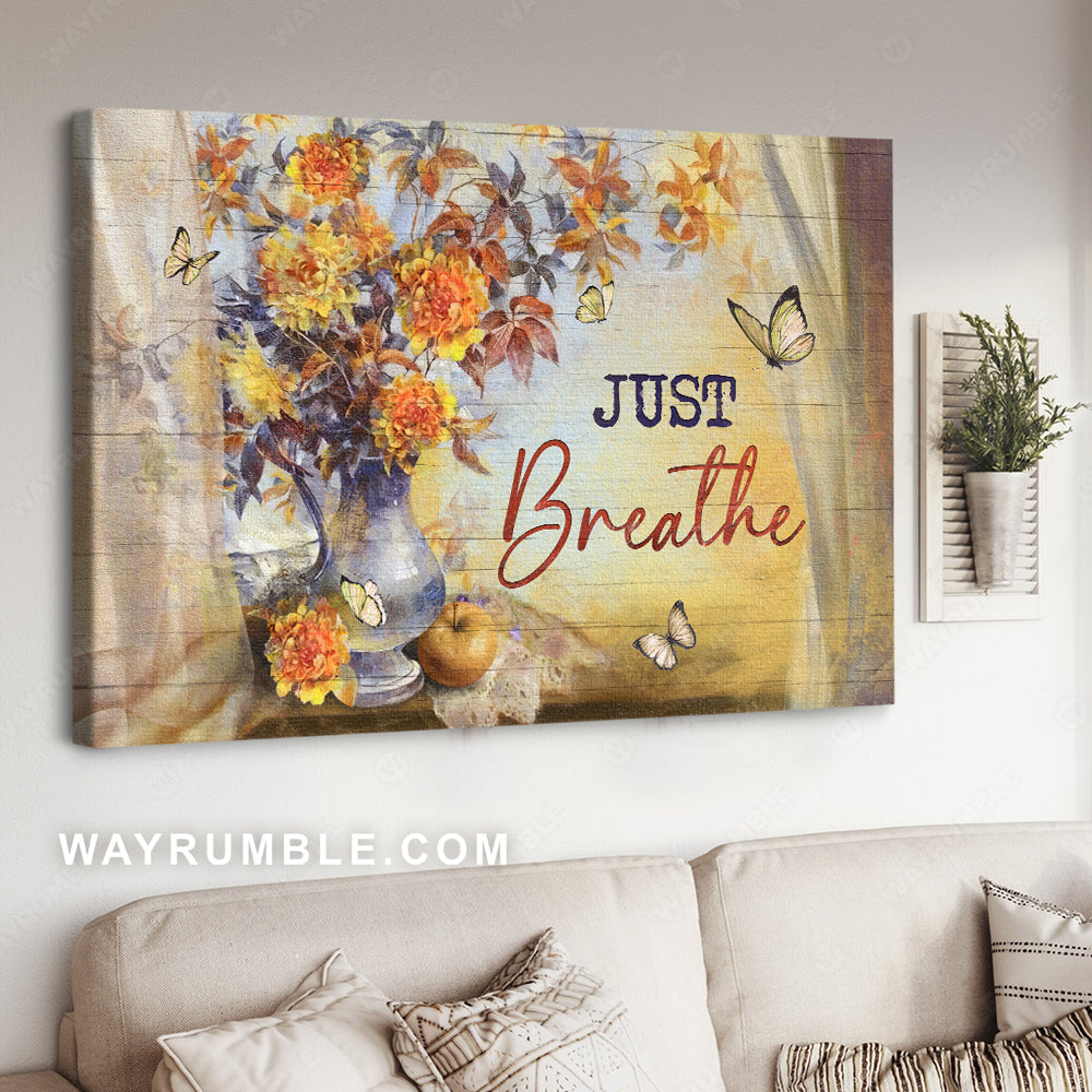 Gorgeous peony, Pretty butterfly, Beautiful flower painting, Just breathe - Jesus Landscape Canvas Prints, Christian Wall Art