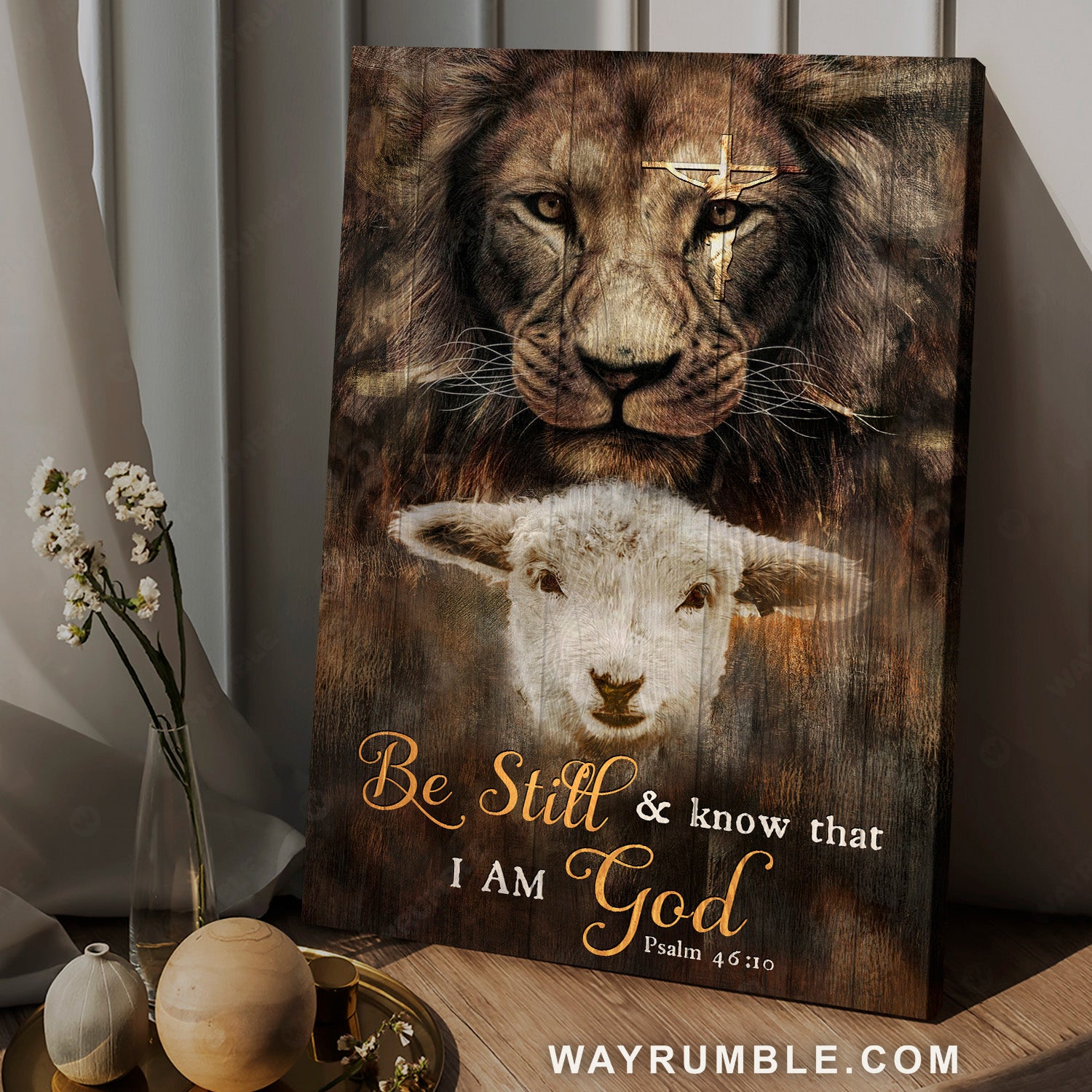 Great Lion of Judah, Lamb of God, Jesus on the cross, Be still & know that I am God - Jesus Portrait Canvas Prints, Christian Wall Art