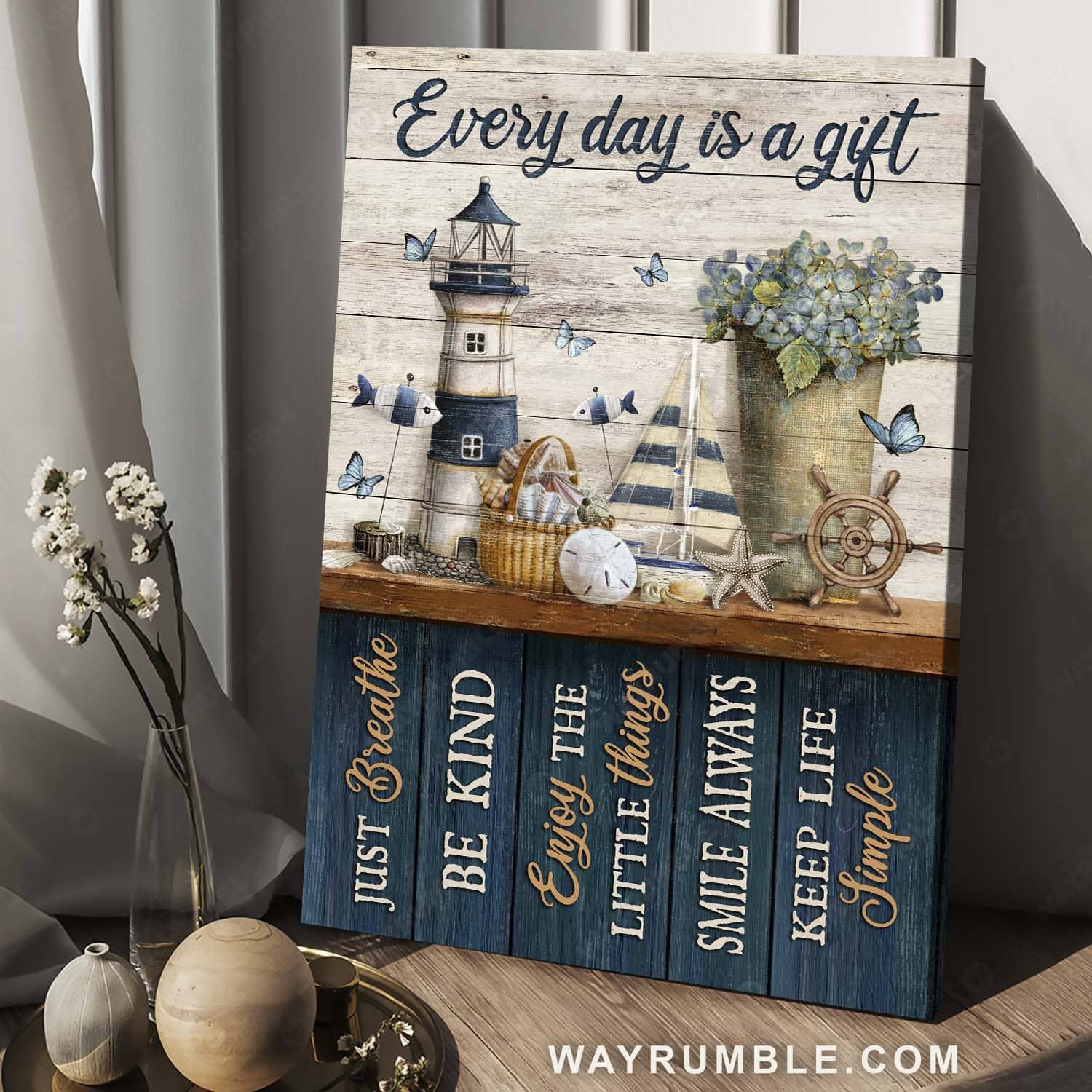 Amazing lighthouse, Vintage sailboat, Marine life drawing, Every day is a gift - Jesus Portrait Canvas Prints, Christian Wall Art