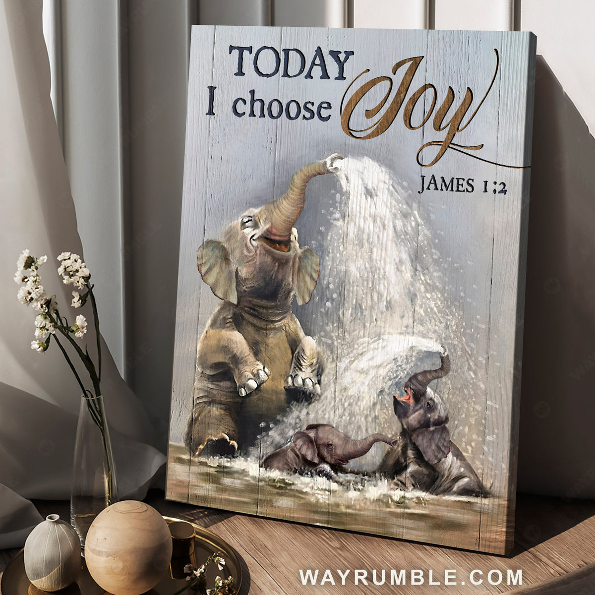 Elephant painting, Wild animal, Inspirational quote, Bible verse, Today I choose joy - Jesus Portrait Canvas Prints, Home Decor Wall Art