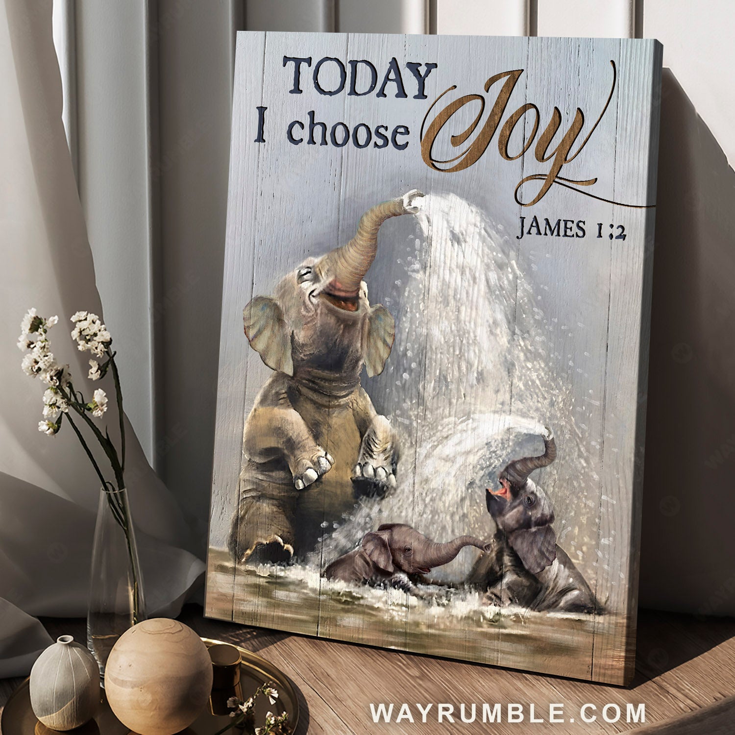 Elephant painting, Wild animal, Inspirational quote, Bible verse, Today I choose joy - Jesus Portrait Canvas Prints, Home Decor Wall Art