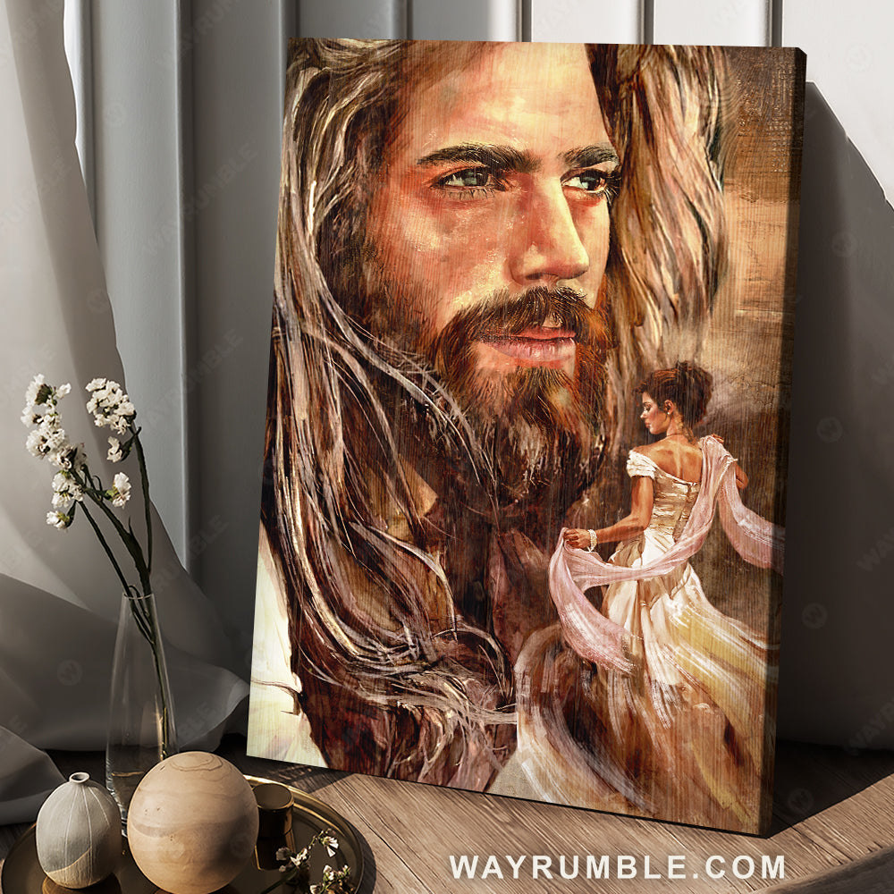 Beautiful lady, Wonderful Jesus painting, Religious art - Jesus Portrait Canvas Prints, Christian Wall Art