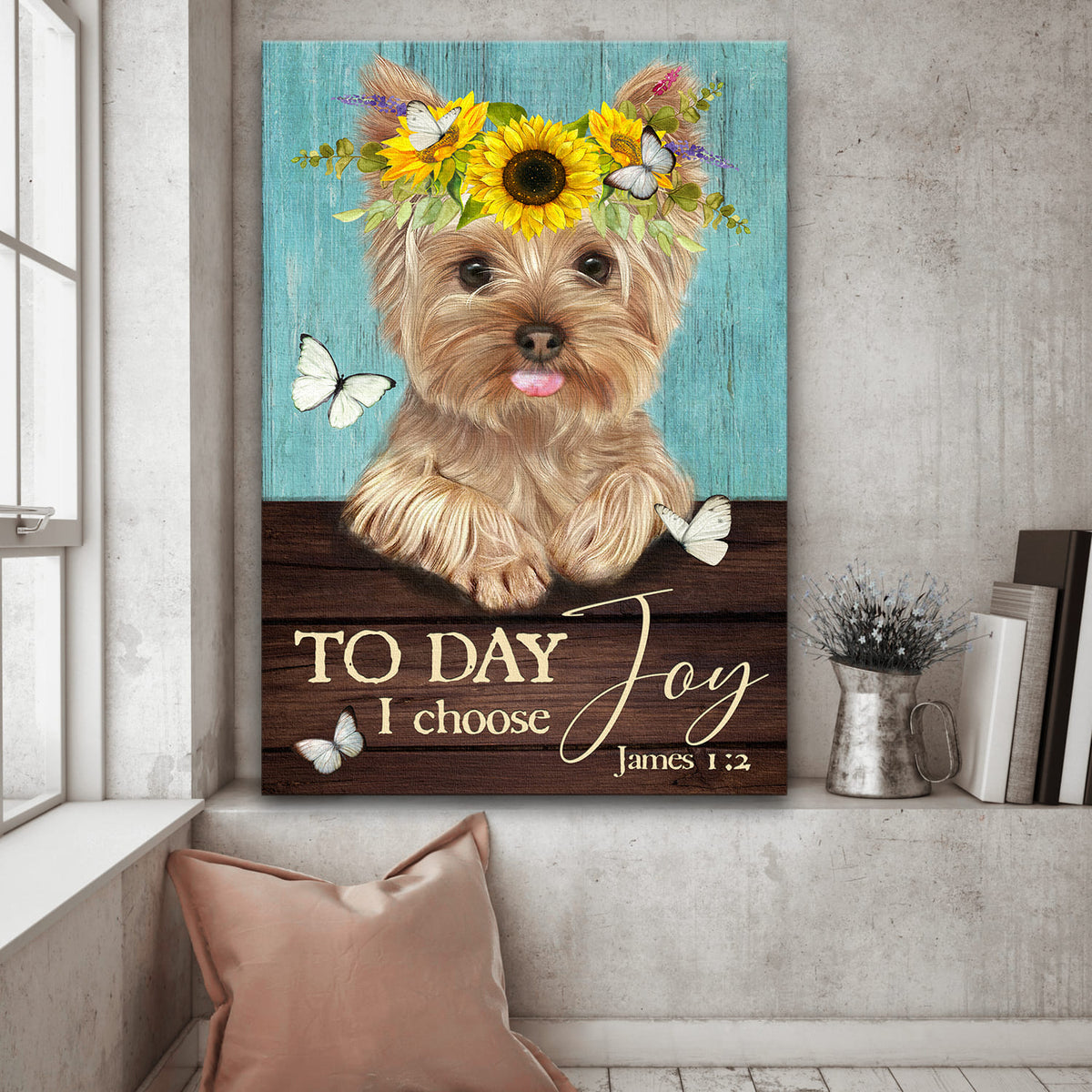 York shire, Flower Wreath, Today I choose joy - Jesus Portrait Canvas Prints, Wall Art