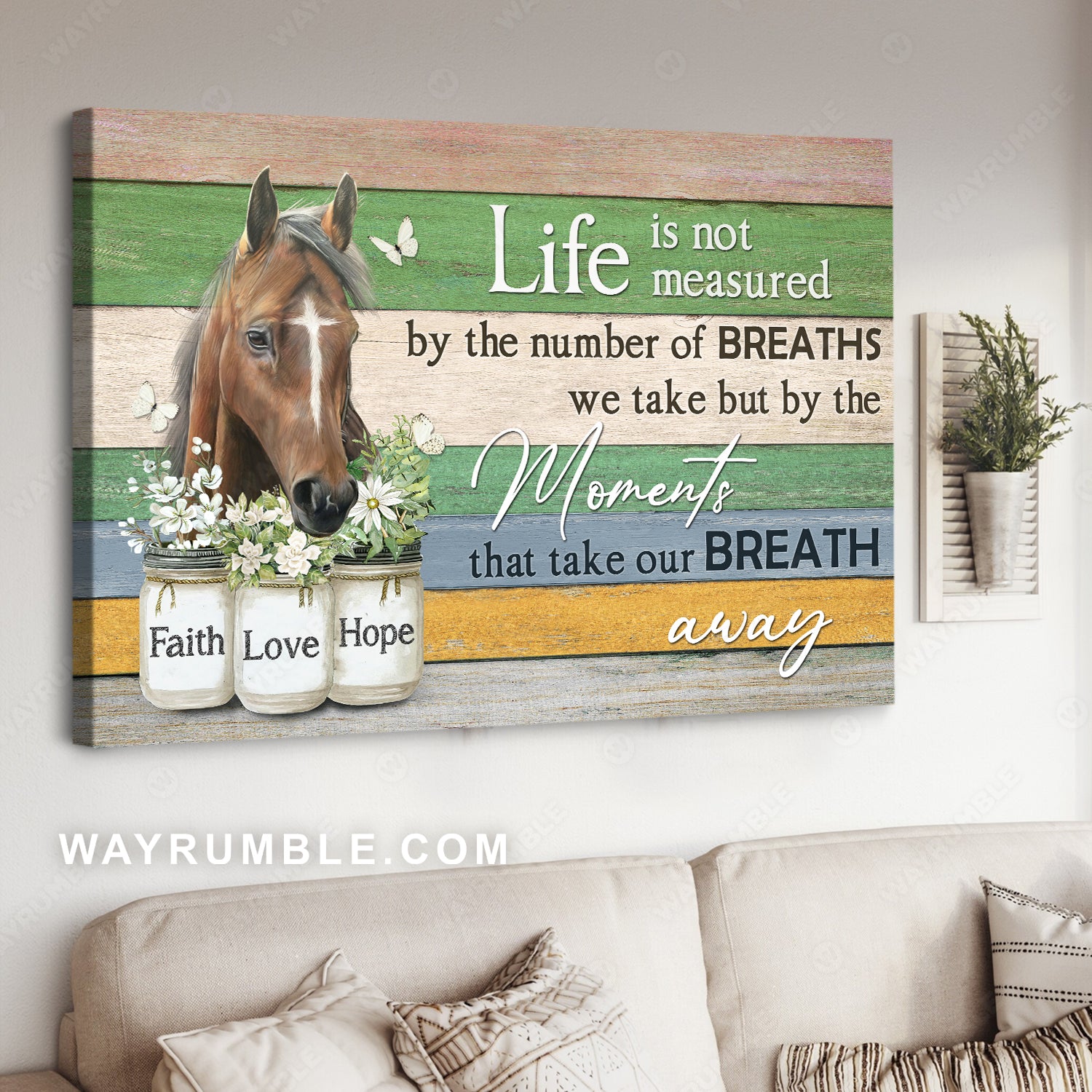 Horse face, White butterfly, Life is not measured by the number of breaths we take - Jesus Landscape Canvas Prints, Christian Wall Art