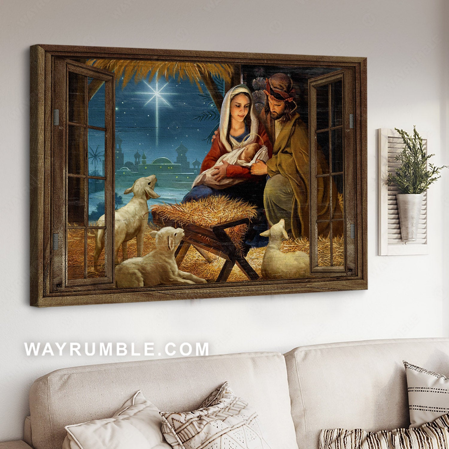 Birth of Jesus, Lamb of God, Star of Bethlehem, Jesus manger - Jesus Landscape Canvas Prints, Christian Wall Art