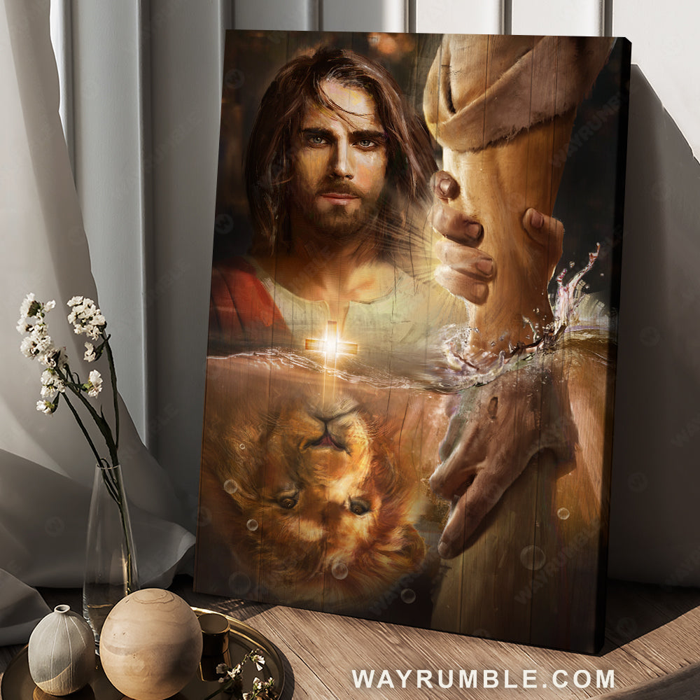 Lion of Judah, Jesus painting, I will uphold you with my righteous right hand - Jesus Portrait Canvas Prints, Christian Wall Art