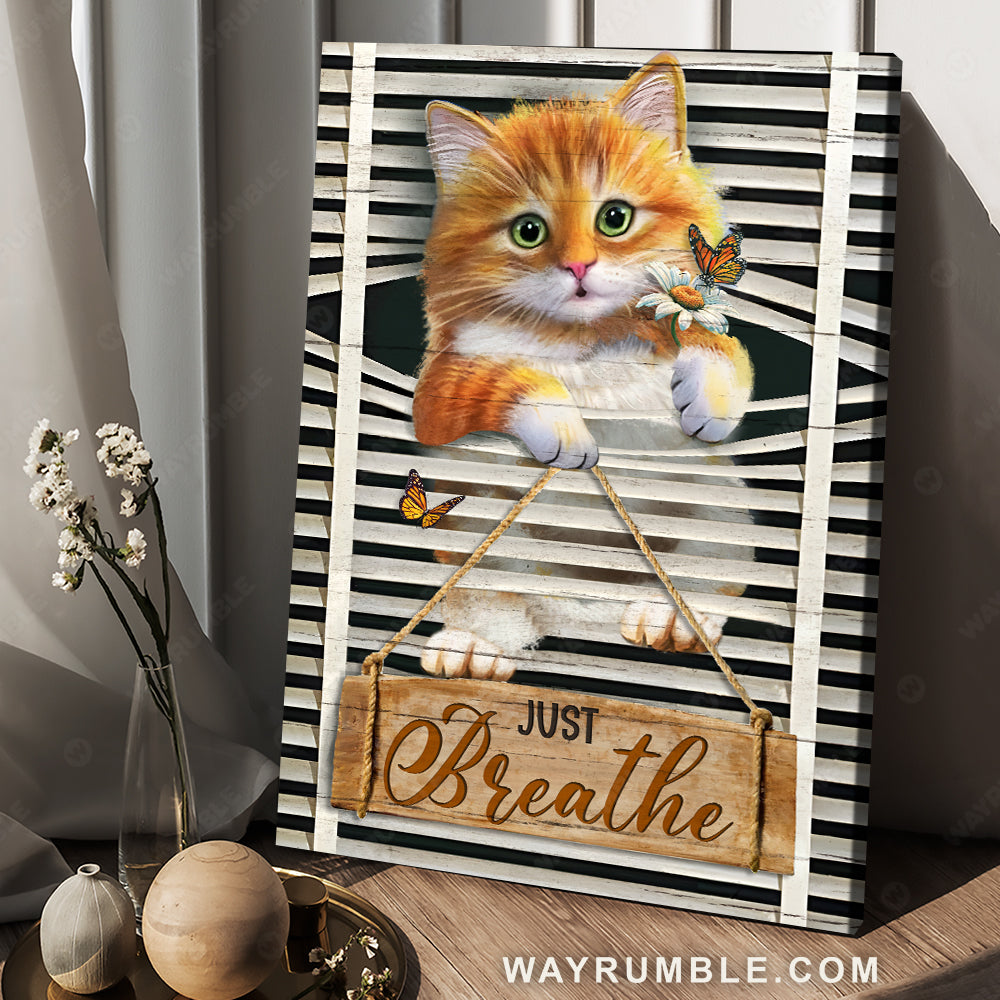Cat painting, Orange cat, Monarch butterfly, Inspirational drawing, Just breathe - Jesus Portrait Canvas Prints, Home Decor Wall Art