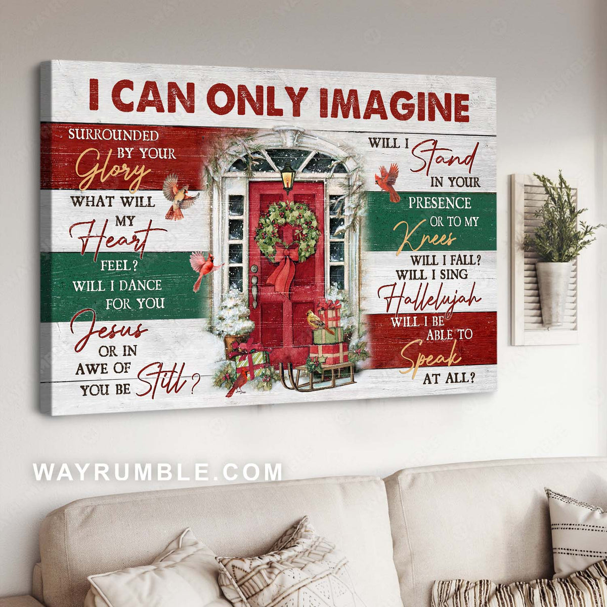 Christmas decoration, Cardinal drawing, Christmas gifts, I can only imagine - Jesus Landscape Canvas Prints, Home Decor Wall Art