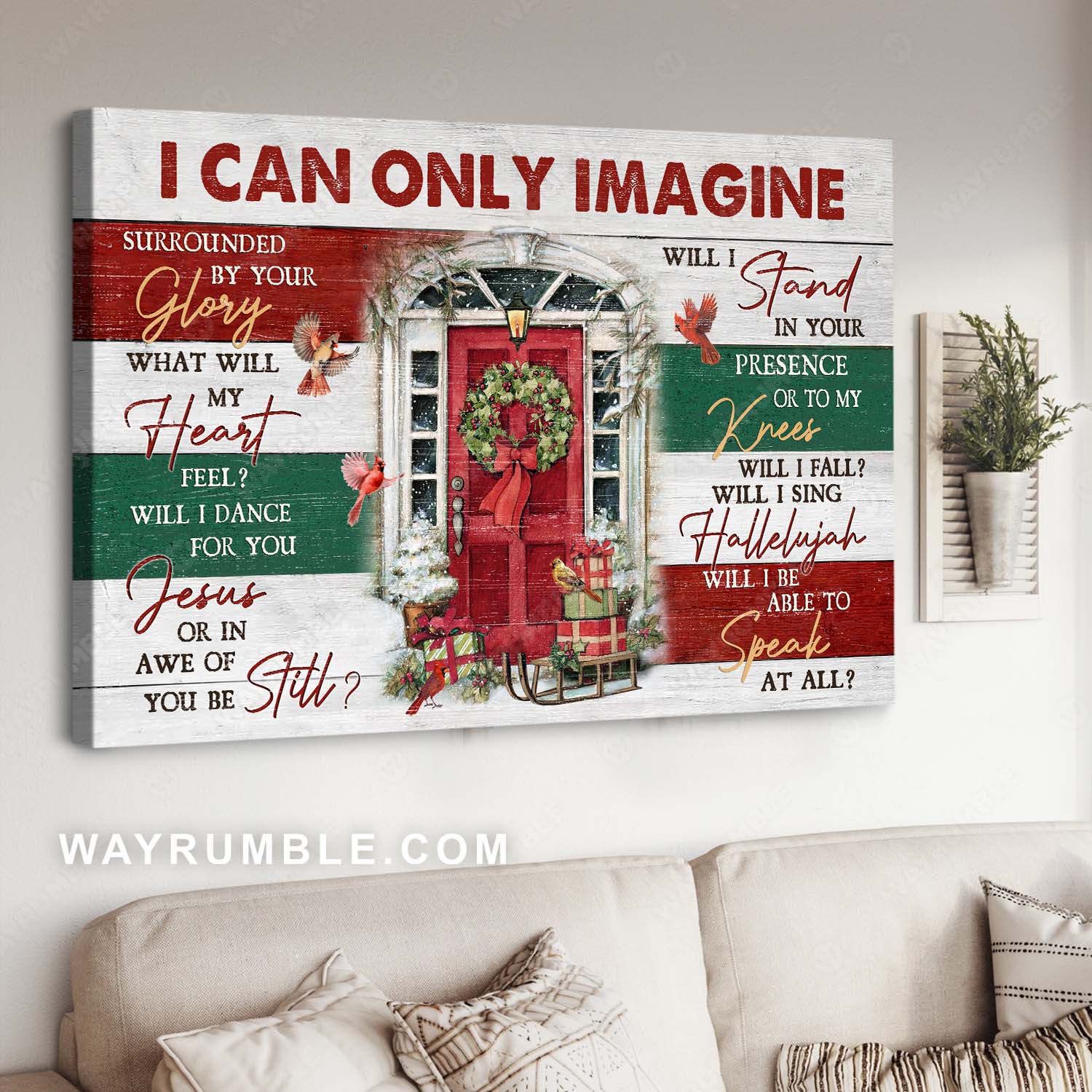 Christmas decoration, Cardinal drawing, Christmas gifts, I can only imagine - Jesus Landscape Canvas Prints, Home Decor Wall Art