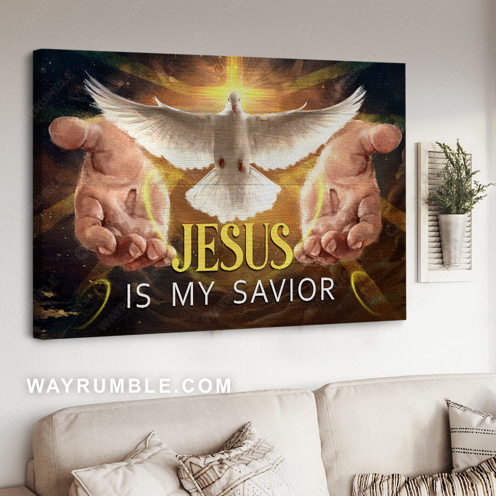 Holy spirit dove, Shining cross, Inpirational painting, Jesus is my savior - Jesus Landscape Canvas Prints, Christian Wall Art