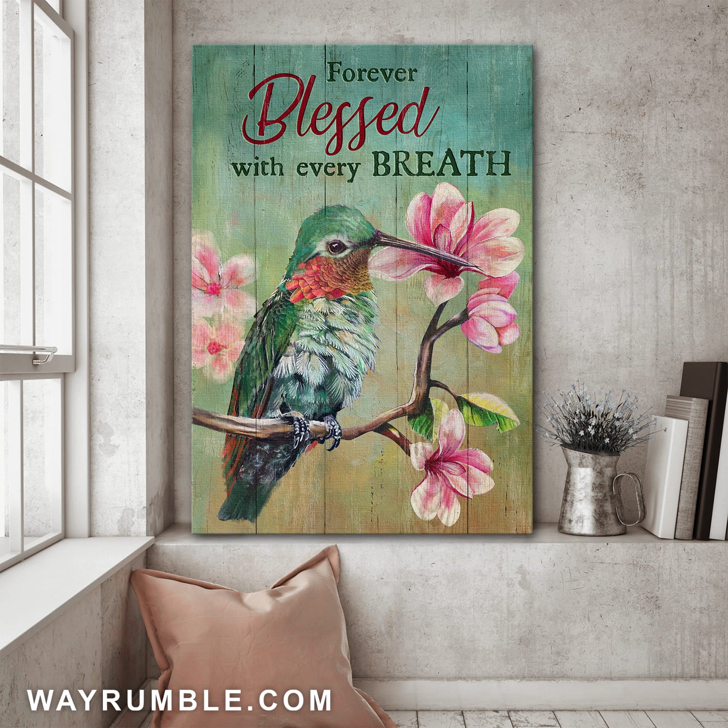 Hummingbird, Forever blessed with every breath - Jesus Portrait Canvas Prints, Wall Art