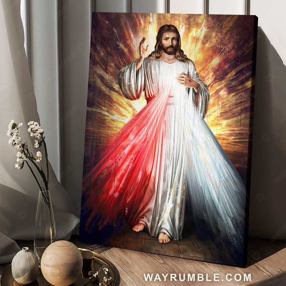 Divine mercy, Jesus Christ, Sacred heart of Jesus, Beautiful Jesus painting - Jesus Portrait Canvas Prints, Christian Wall Art