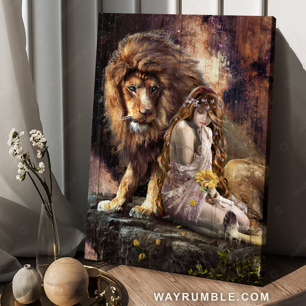 Lion of Judah, Beautiful woman, Abstract art, Wonderful universe - Jesus Portrait Canvas Prints, Christian Wall Art