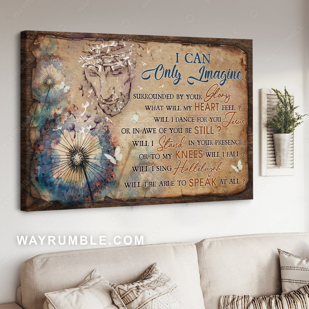 Abstract Jesus drawing, Religious song, Dandelion painting, I can only imagine - Jesus Landscape Canvas Prints, Christian Wall Art