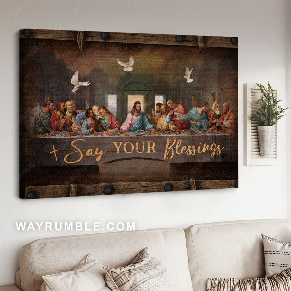 Holy spirit dove, Religious art, 12 disciples of jesus, Say your blessing - Jesus Landscape Canvas Prints, Christian Wall Art