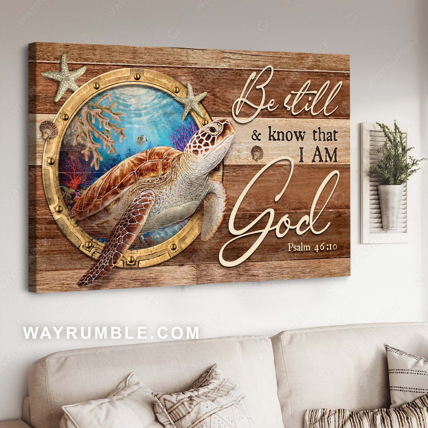 Sea tutle, Deep sea, Ocean life, Bible verse, Be still & know that I am God - Jesus Landscape Canvas Prints, Home Decor Wall Art