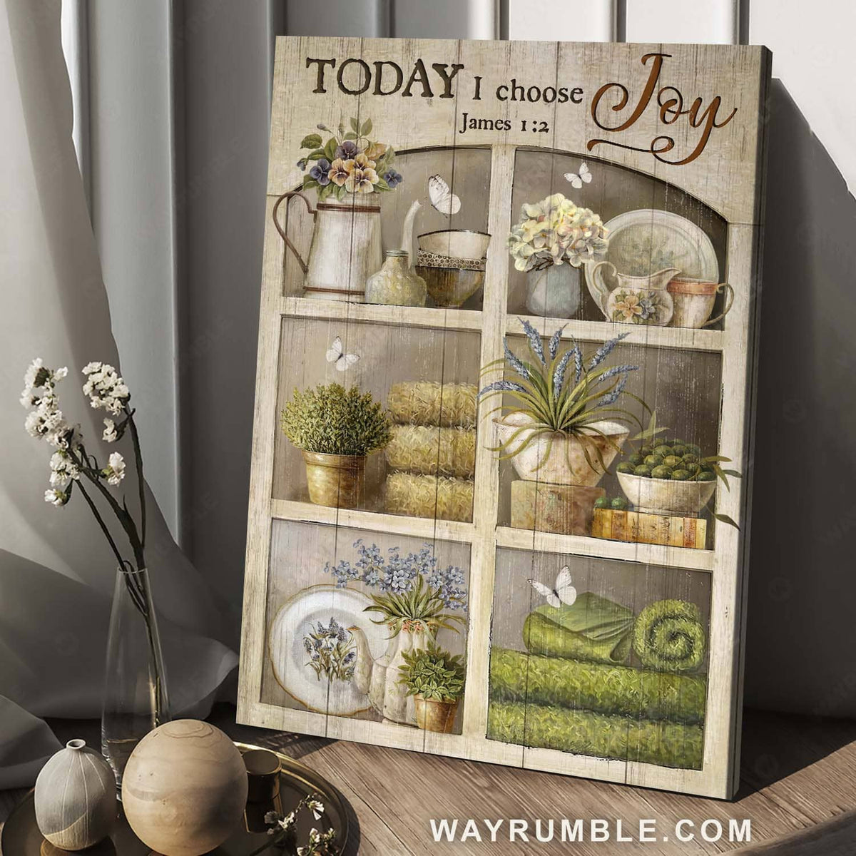 Amazing home decor, Pretty flower vase, White butterfly, Today I choose joy - Jesus Portrait Canvas Prints, Christian Wall Art