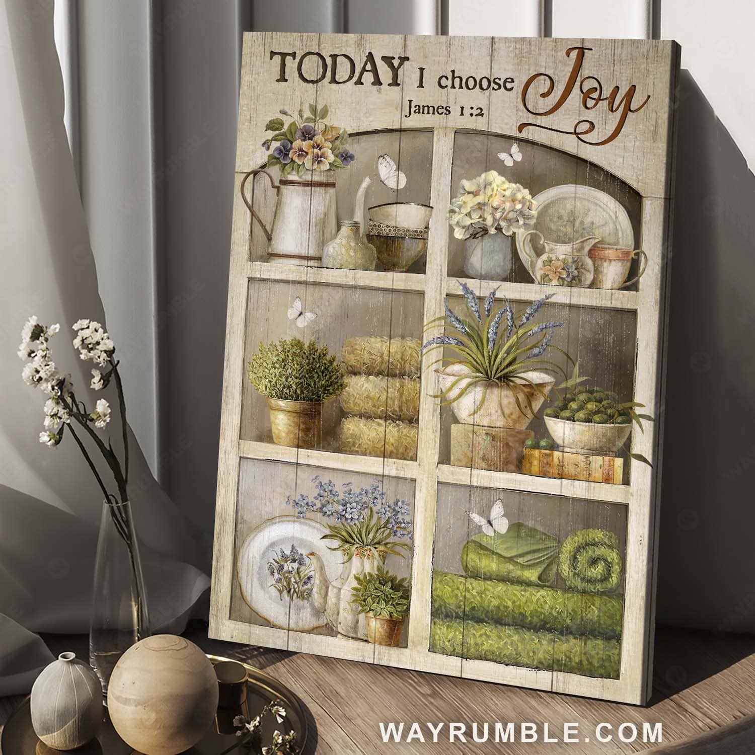 Amazing home decor, Pretty flower vase, White butterfly, Today I choose joy - Jesus Portrait Canvas Prints, Christian Wall Art