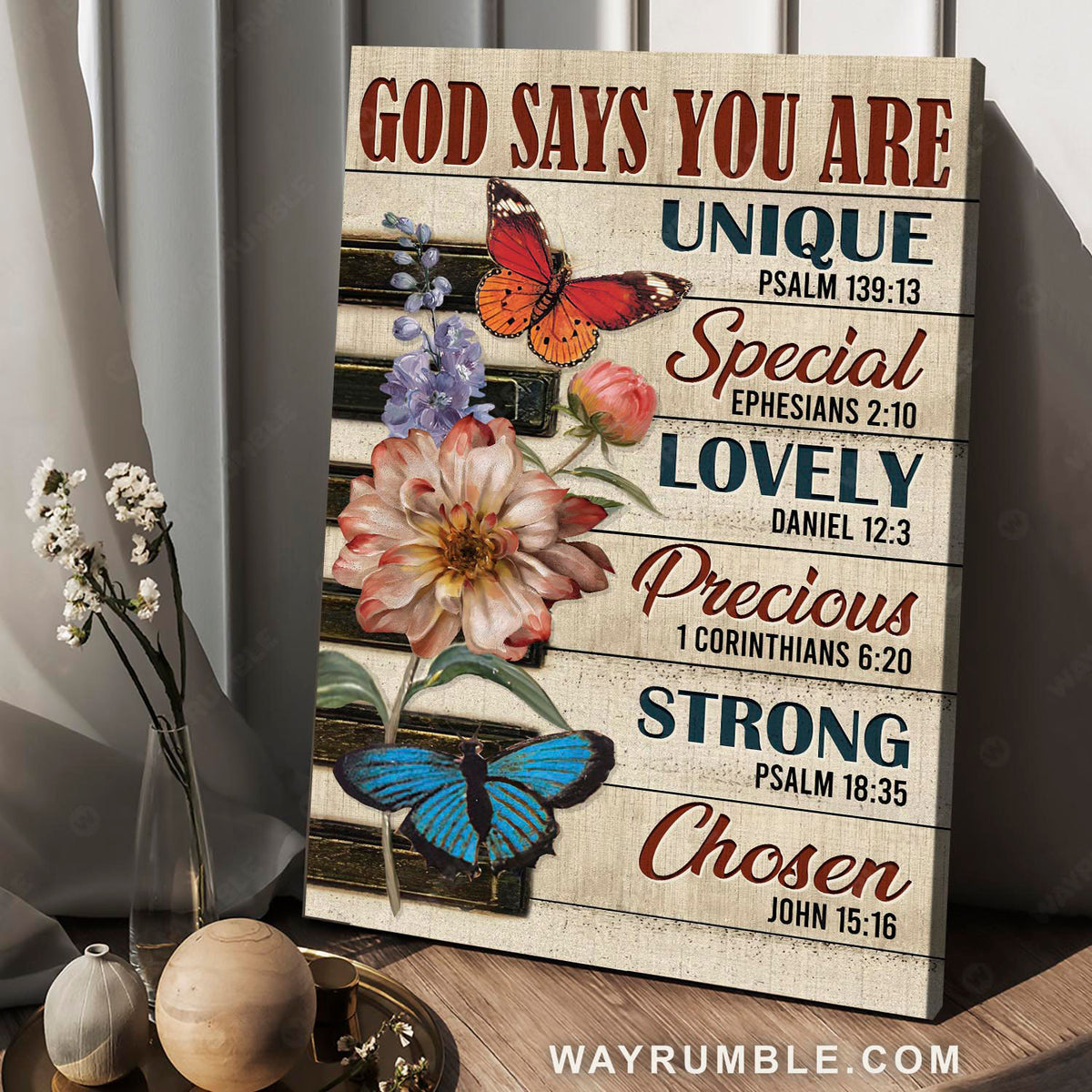 Awesome piano keys, Gorgeous butterfly, Bible verse, God says you are - Jesus Portrait Canvas Prints, Christian Wall Art