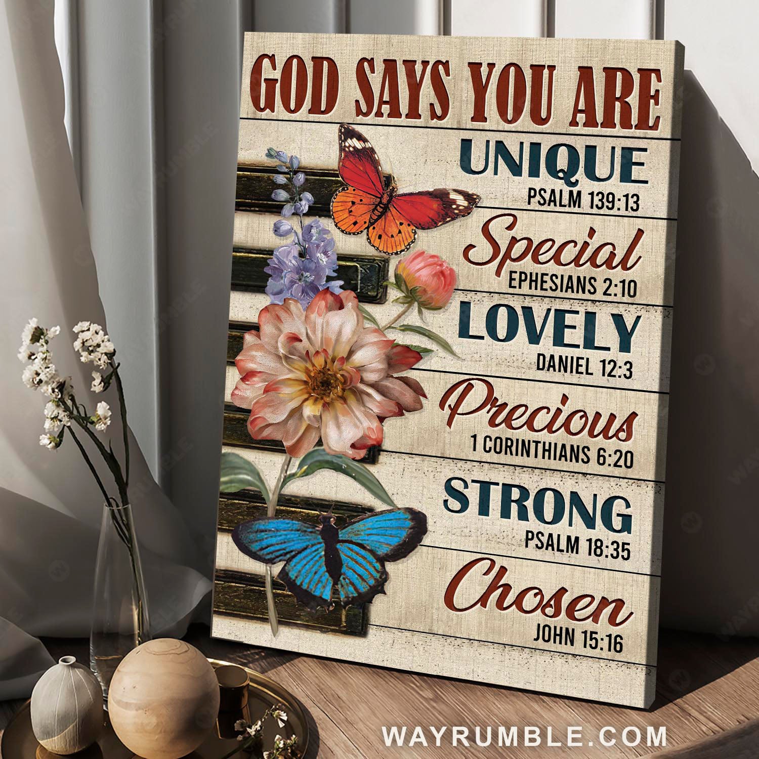 Awesome piano keys, Gorgeous butterfly, Bible verse, God says you are - Jesus Portrait Canvas Prints, Christian Wall Art