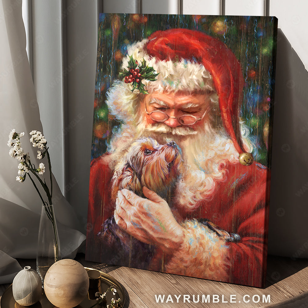 Yorkshire Terrier, Dog drawing, Santa Clause, Christmas decoration - Jesus Portrait Canvas Prints, Home Decor Wall Art