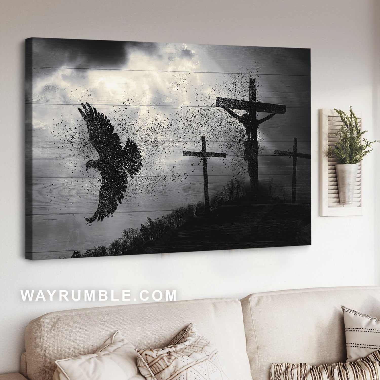 Amazing dove, Baptism of Jesus, Holy spirit, Jesus Christ on the cross - Jesus Landscape Canvas Prints, Christian Wall Art