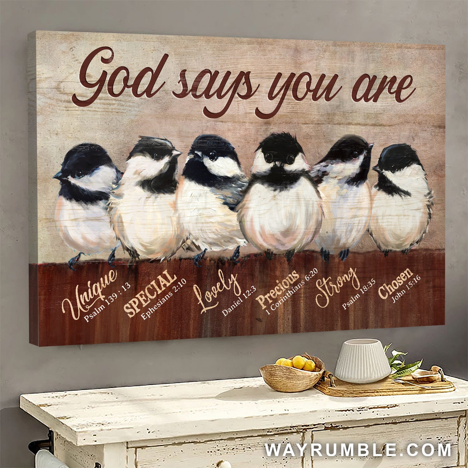 Black-capped chickadee, God says you are - Jesus Landscape Canvas Prints, Wall Art