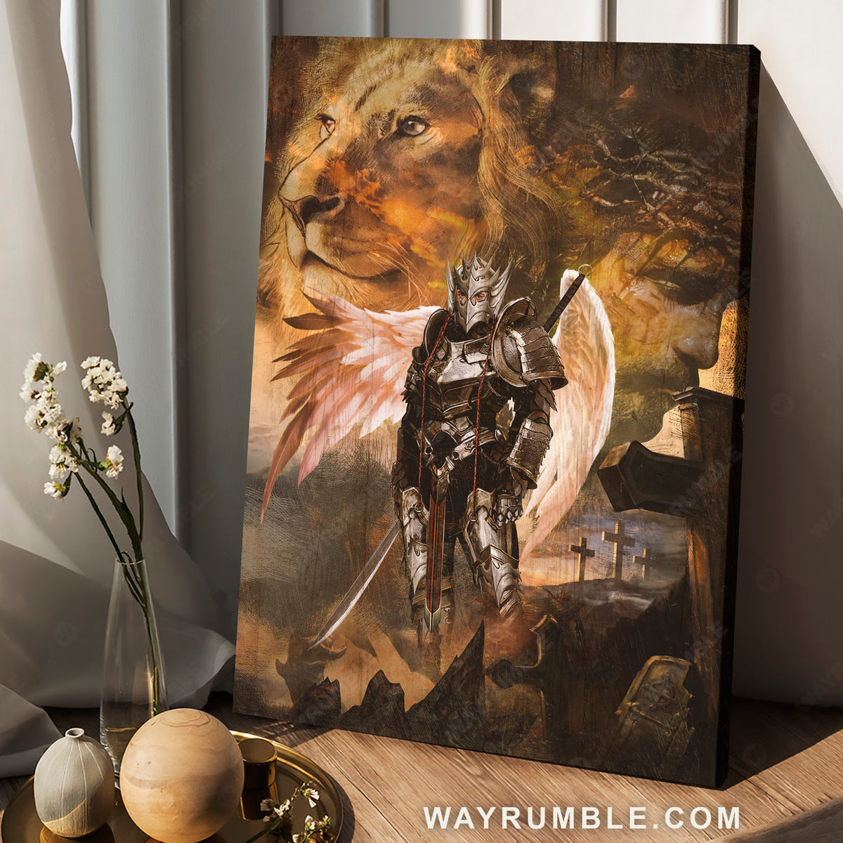 Warrior, Jesus, Lion of Judah, Beautiful Wings - Jesus Portrait Canvas Prints, Wall Art 