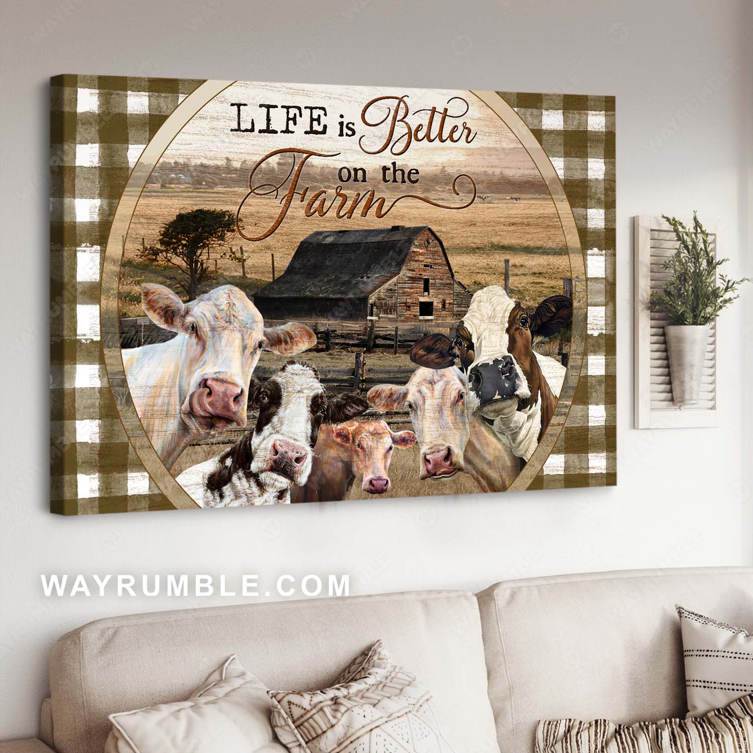 Cow painting, Cattle drawing, Rustic farmhouse, Life is better on the farm - Jesus Landscape Canvas Prints, Home Decor Wall Art
